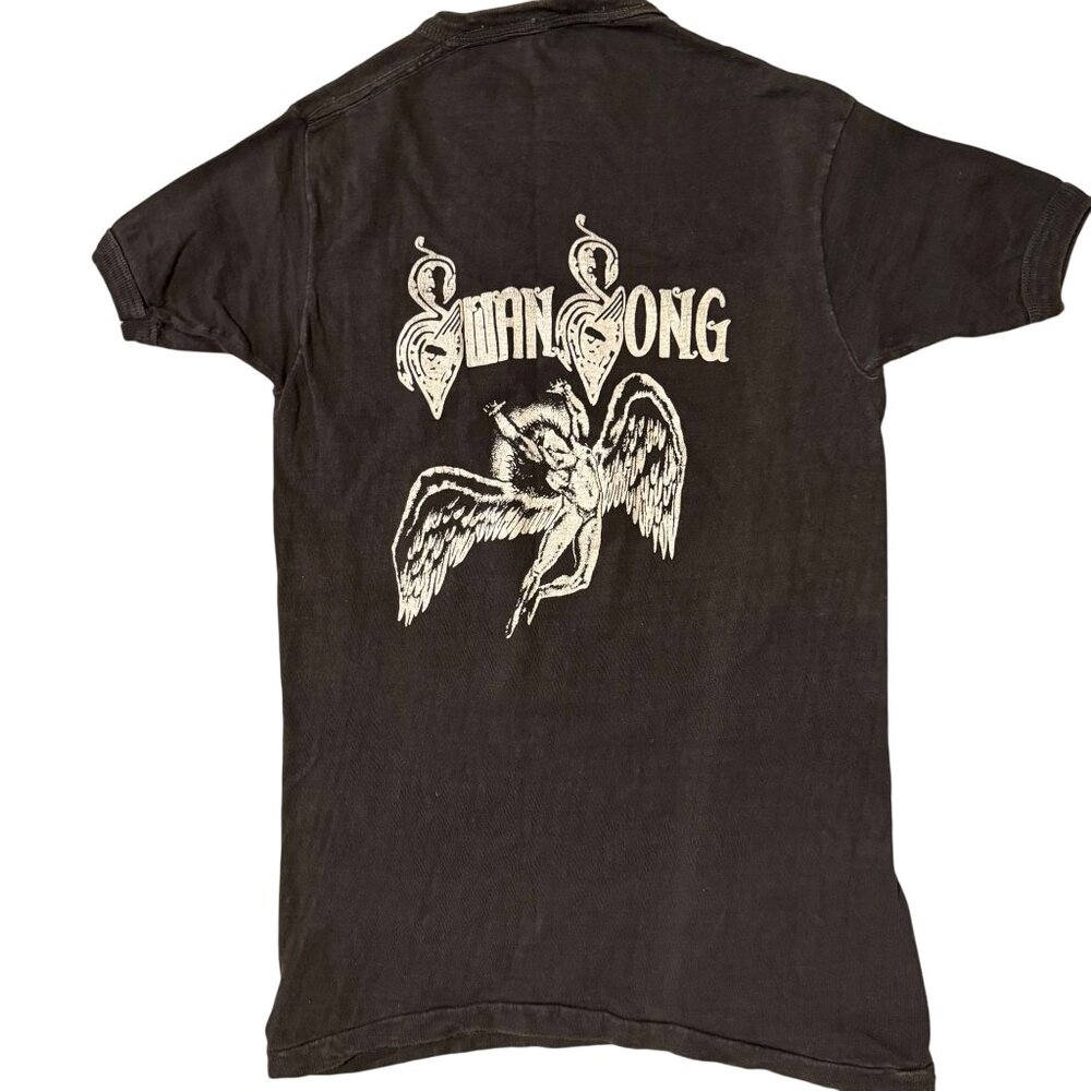 Vintage 1977 Led Zeppelin Shirt American Tour Song Remains the Same Swan Ringer - Picture 4 of 6